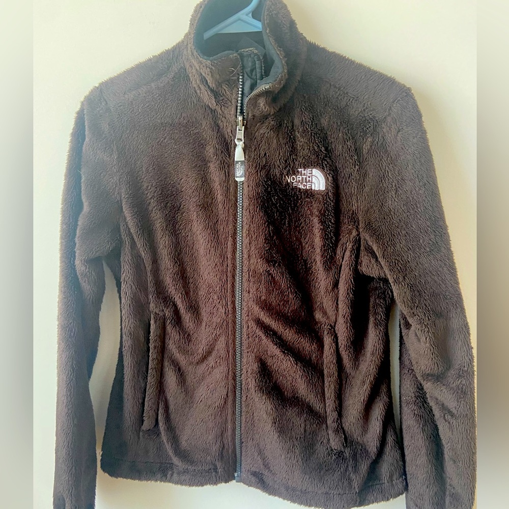 The North face brown fuzzy fleece teddy bear jacket XS